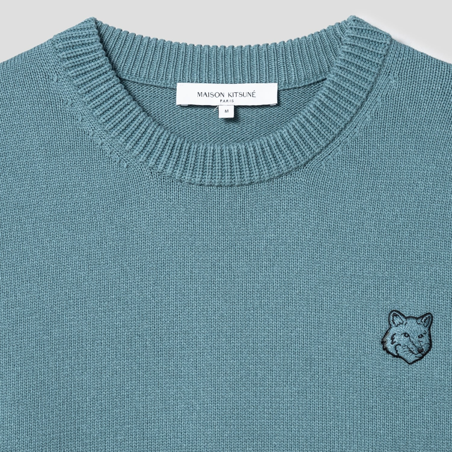 Maison Kitsune Men Bold Fox Head Patch Comfort Jumper - Soft Teal