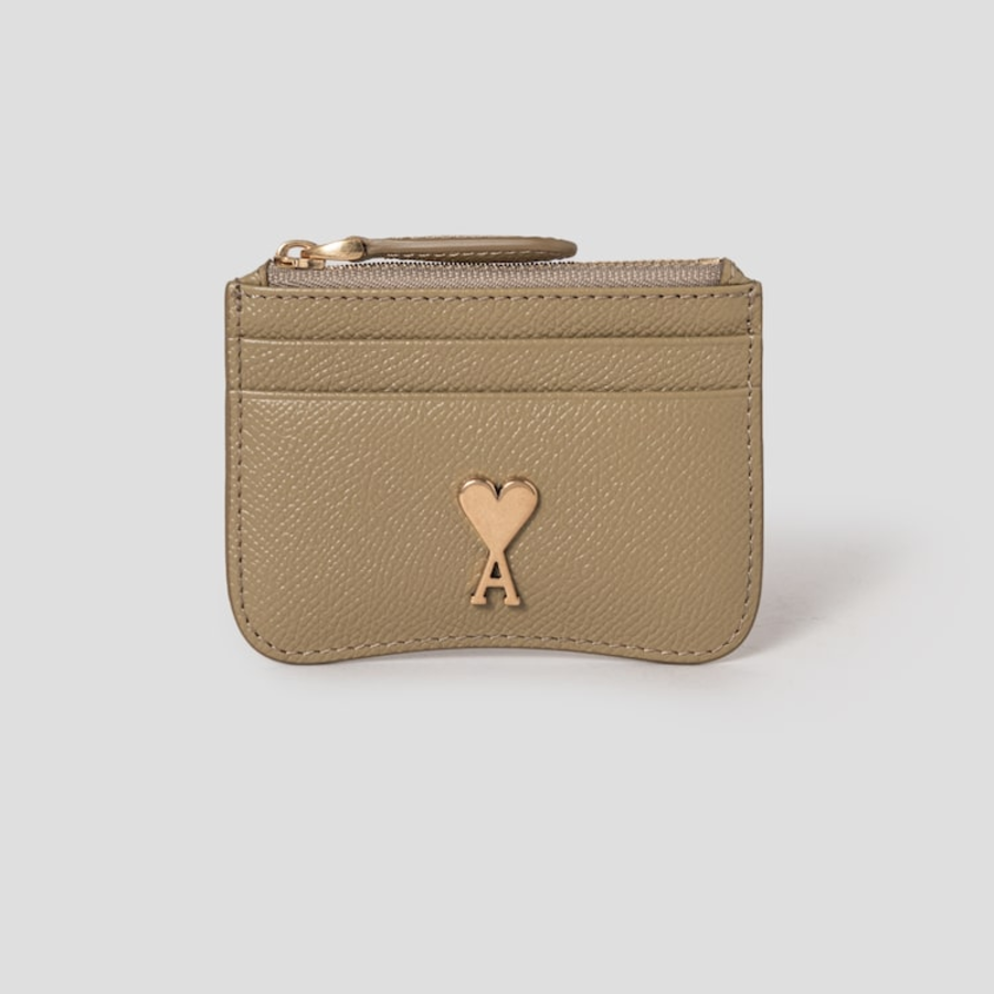 ami (Unisex) Paris Paris Zip Card Holder – Havana/Vibrated Brass