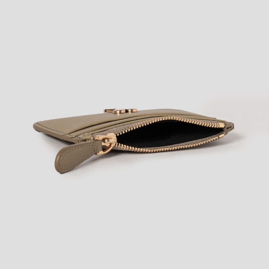 ami (Unisex) Paris Paris Zip Card Holder – Havana/Vibrated Brass