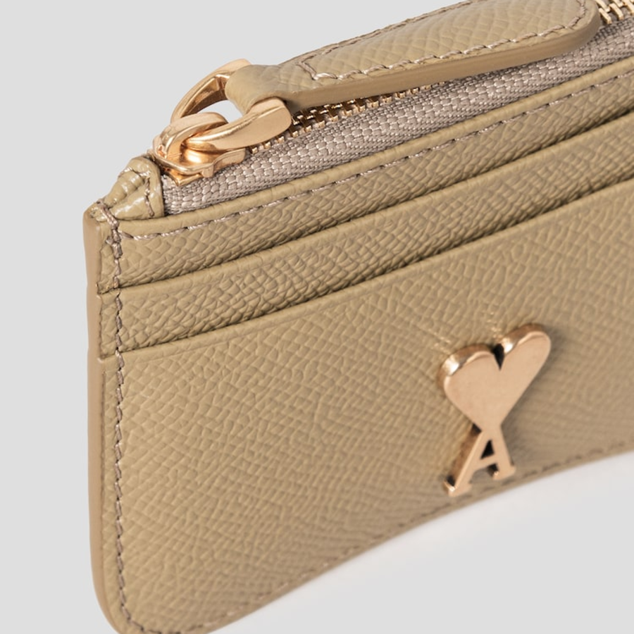 ami (Unisex) Paris Paris Zip Card Holder – Havana/Vibrated Brass