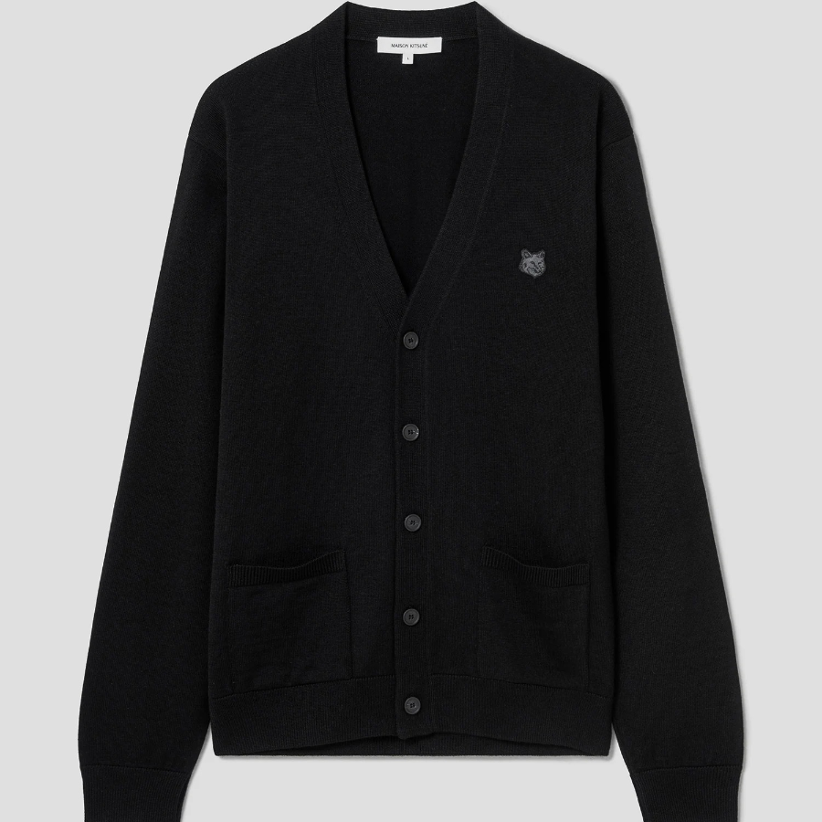 Maison Kitsune Men Bold Fox Head Patch Regular Cardigan - Black