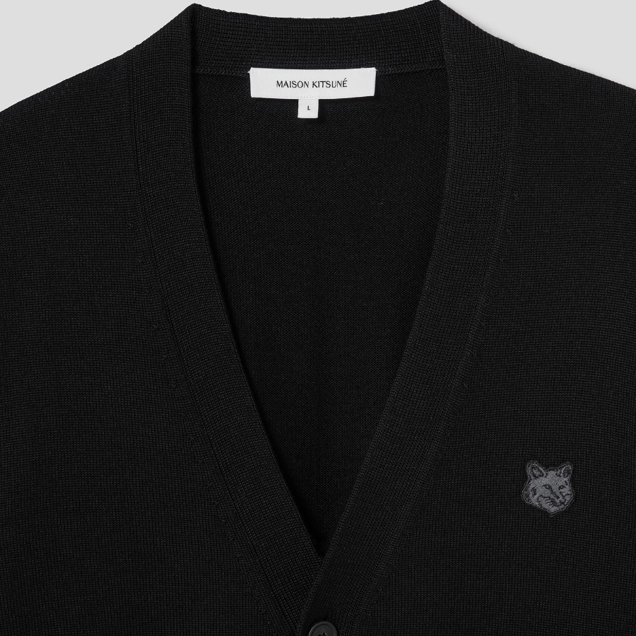 Maison Kitsune Men Bold Fox Head Patch Regular Cardigan - Black