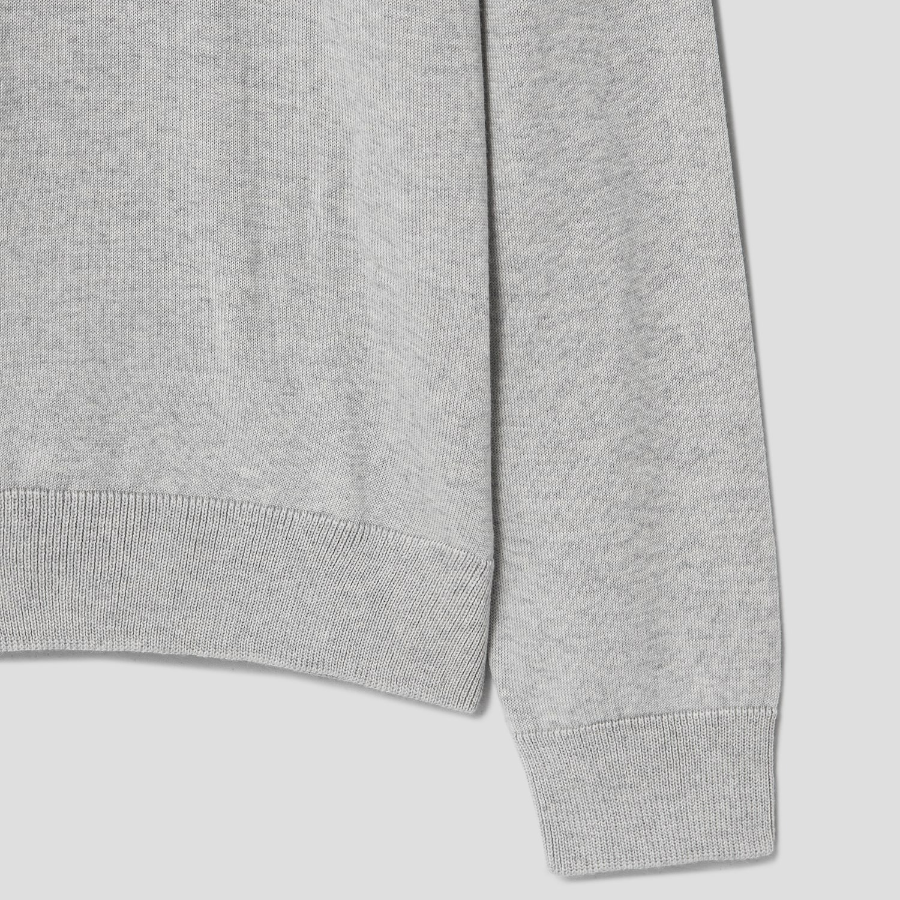 Maison Kitsune Men Bold Fox Head Patch Polo Jumper - Light Grey Melange