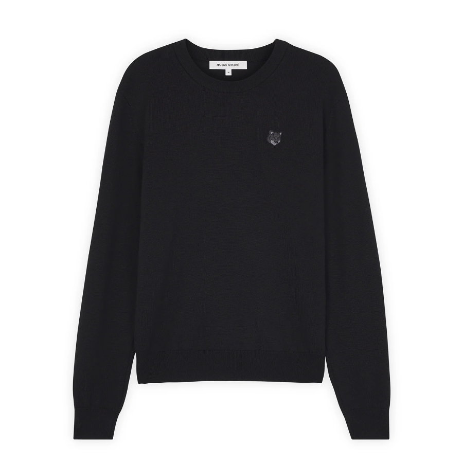Maison Kitsune Men Tonal Fox Head Patch Regular Jumper - Black