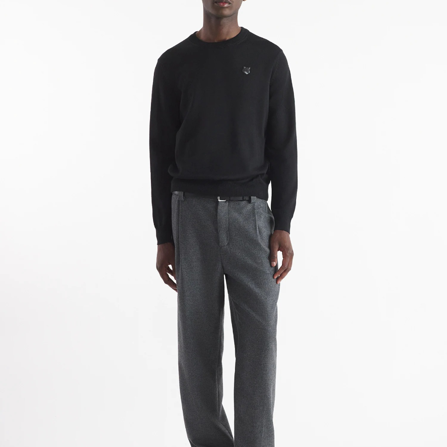 Maison Kitsune Men Tonal Fox Head Patch Regular Jumper - Black