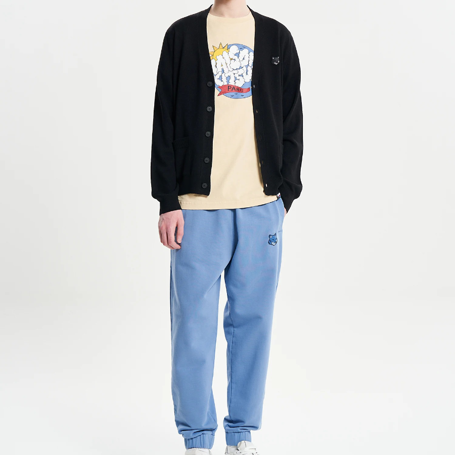 Maison Kitsune Men Tonal Fox Head Patch Regular Cardigan - Black