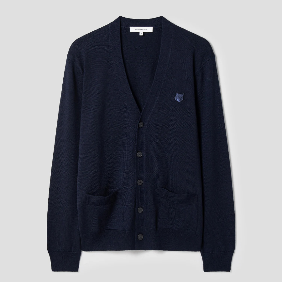 Maison Kitsune Men Tonal Fox Head Patch Regular Cardigan - Ink Blue