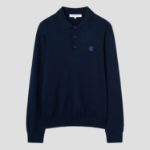 Maison Kitsune Men Tonal Fox Head Patch Polo Jumper - Ink Blue