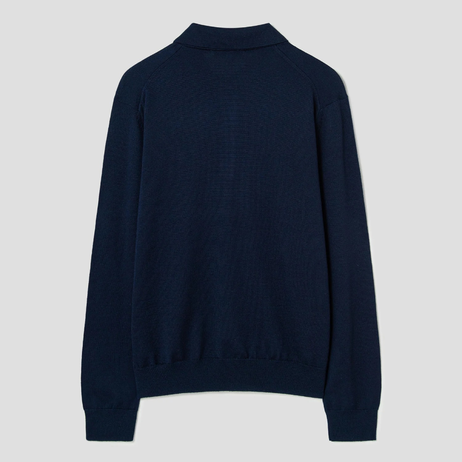 Maison Kitsune Men Tonal Fox Head Patch Polo Jumper - Ink Blue
