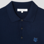Maison Kitsune Men Tonal Fox Head Patch Polo Jumper - Ink Blue