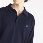 Maison Kitsune Men Tonal Fox Head Patch Polo Jumper - Ink Blue