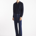 Maison Kitsune Men Tonal Fox Head Patch Polo Jumper - Ink Blue