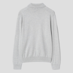 Maison Kitsune Men Tonal Fox Head Patch Polo Jumper - Light Grey Melange