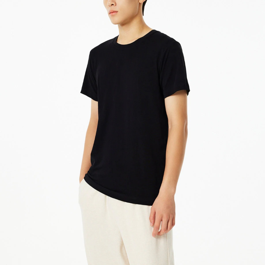 JAJU Men’s Soft Touch Cotton Crewneck Short Sleeve T-Shirt – Black