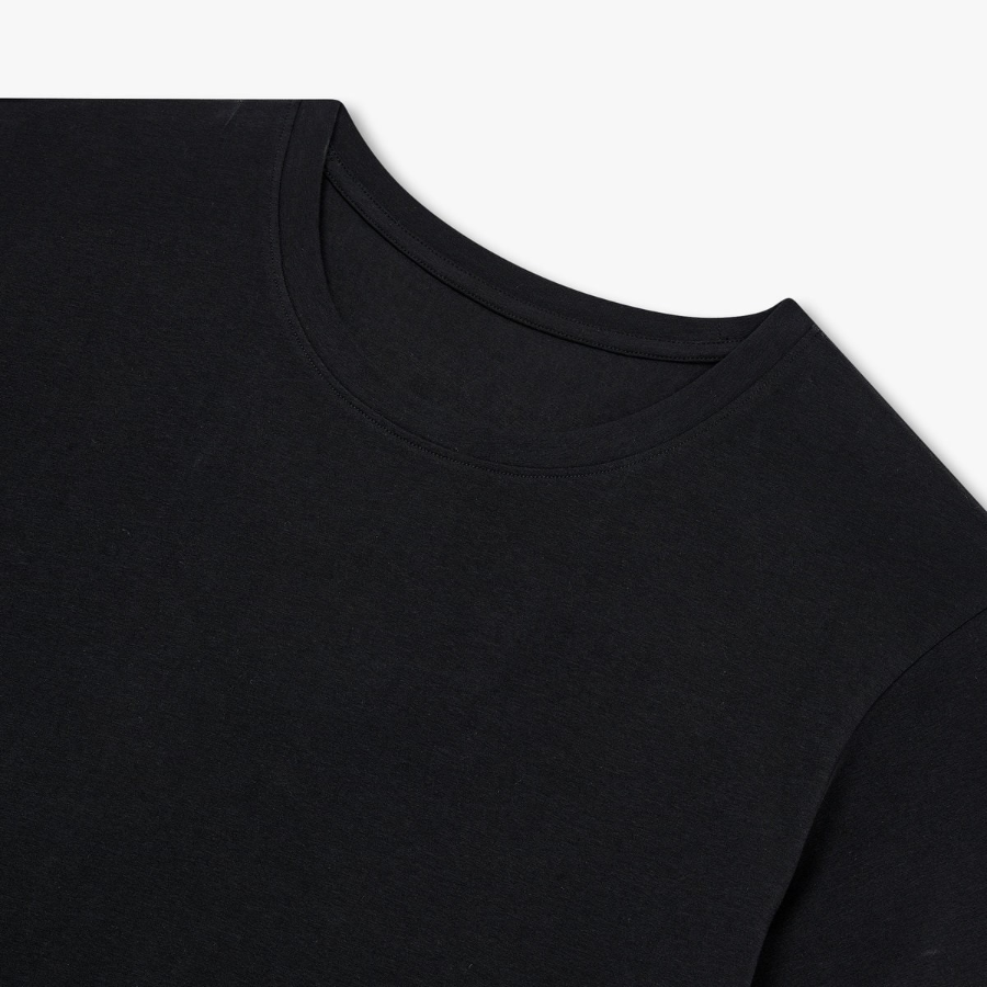 JAJU Men’s Soft Touch Cotton Crewneck Short Sleeve T-Shirt – Black