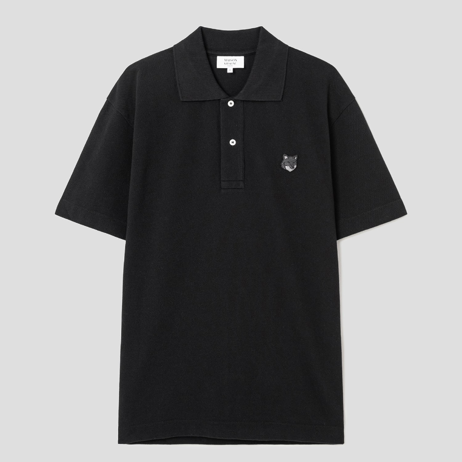 Maison Kitsune Men Bold Fox Head Patch Comfort Polo - Black