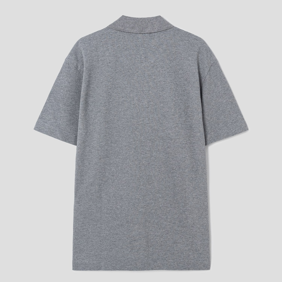 Maison Kitsune Men Bold Fox Head Patch Comfort Polo - Medium Grey Melange