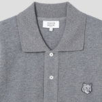 Maison Kitsune Men Bold Fox Head Patch Comfort Polo - Medium Grey Melange