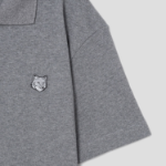 Maison Kitsune Men Bold Fox Head Patch Comfort Polo - Medium Grey Melange