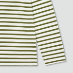 JAJU Men’s Striped Cotton Long Sleeve T-Shirt – Olive/White