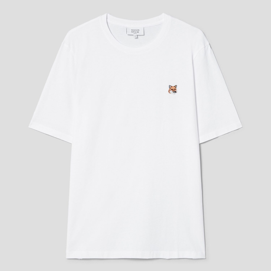 Maison Kitsune Men Fox Head Patch Regular Tee-Shirt - White