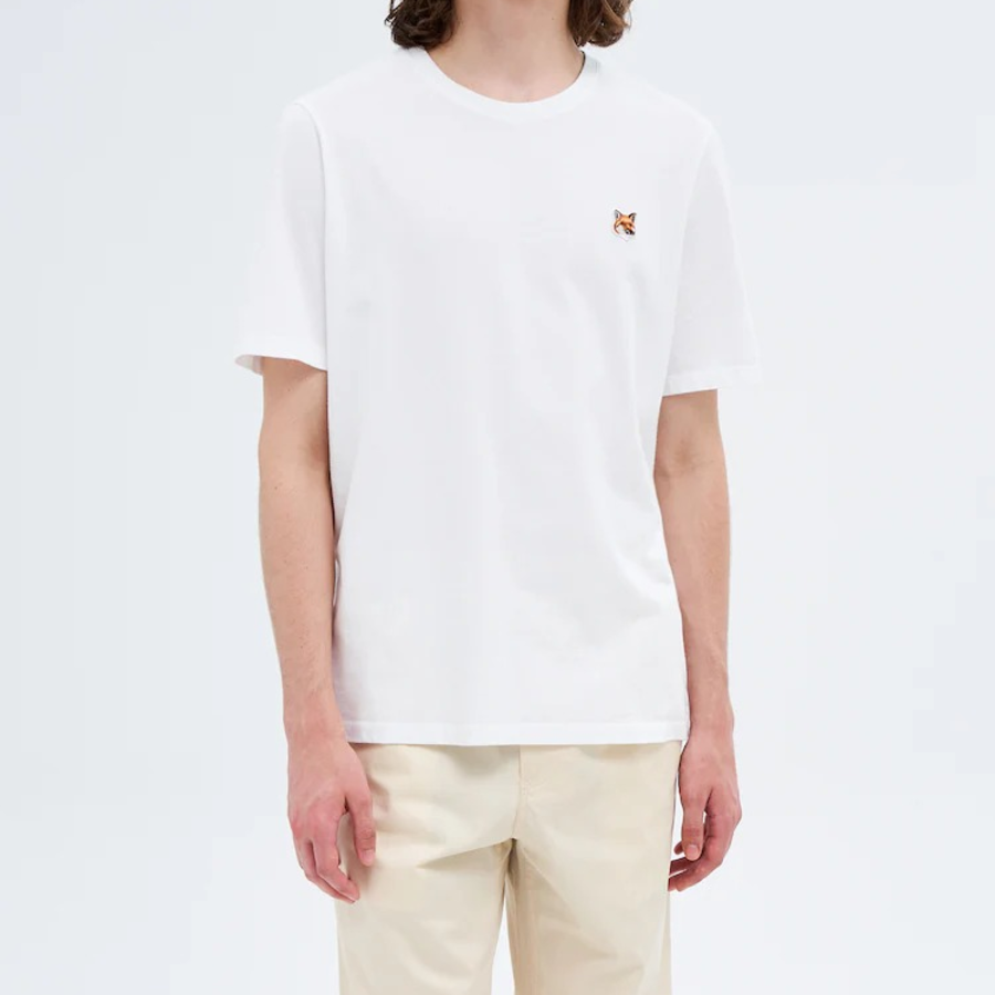 Maison Kitsune Men Fox Head Patch Regular Tee-Shirt - White