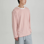 JAJU Men’s Smart Cotton Long Sleeve T-Shirt – Light Orange Striped