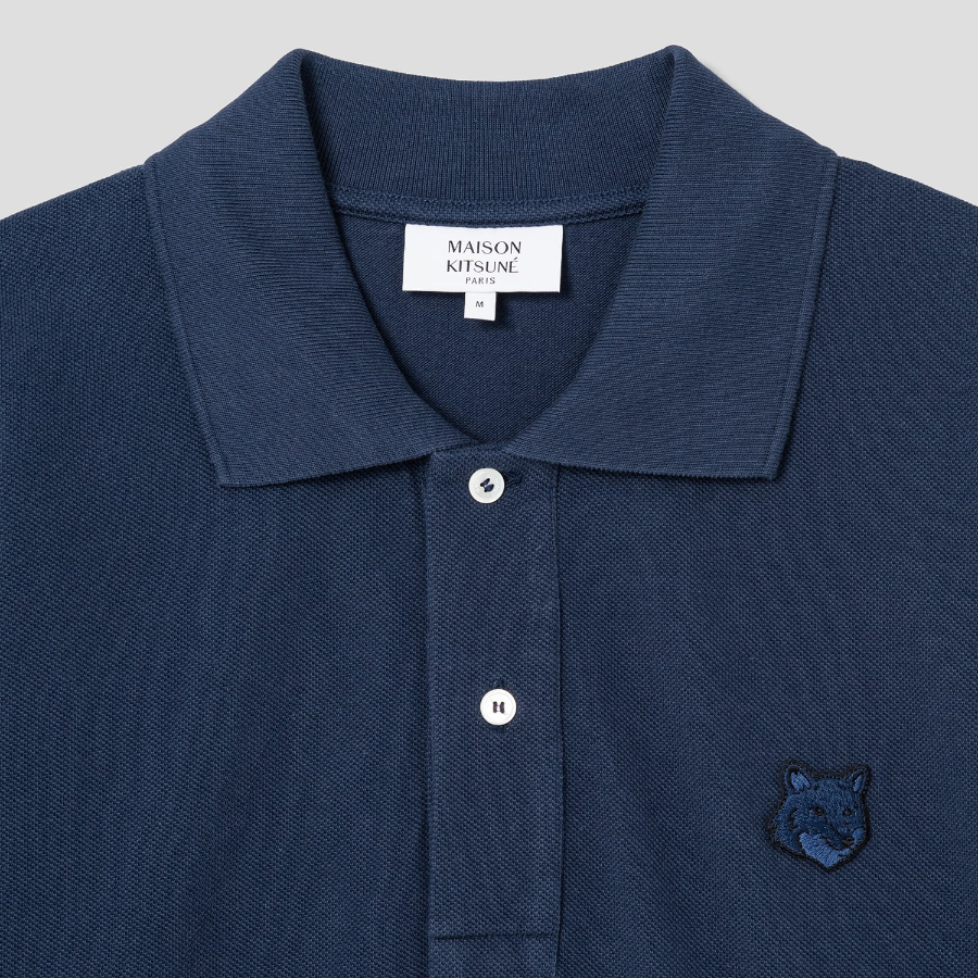 Maison Kitsune Men Bold Fox Head Patch Comfort Polo - Ink Blue