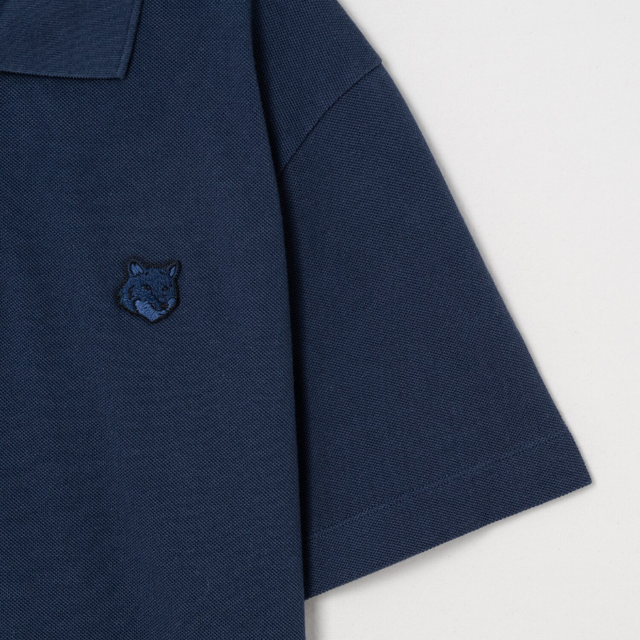 Maison Kitsune Men Bold Fox Head Patch Comfort Polo - Ink Blue