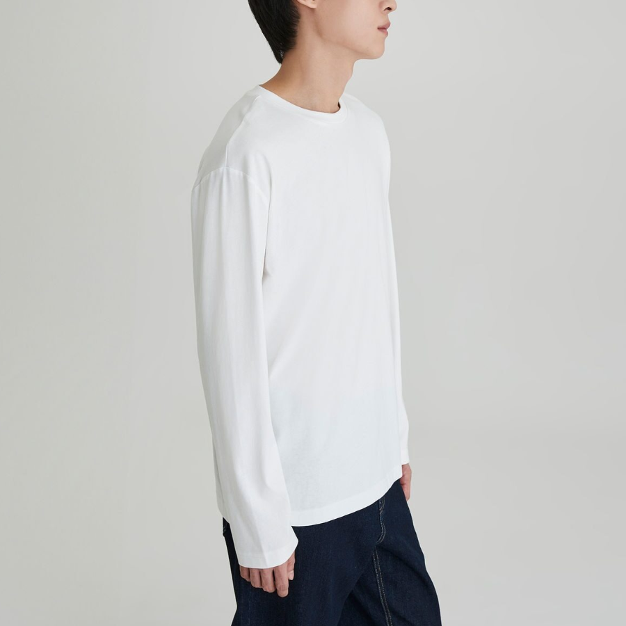 JAJU Men’s Smart Cotton Long Sleeve T-Shirt – White