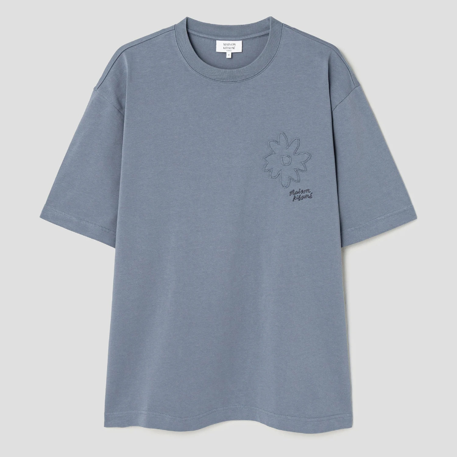 Maison Kitsune Men Crafted Daisy Oversize Tee-Shirt - Zinc Grey