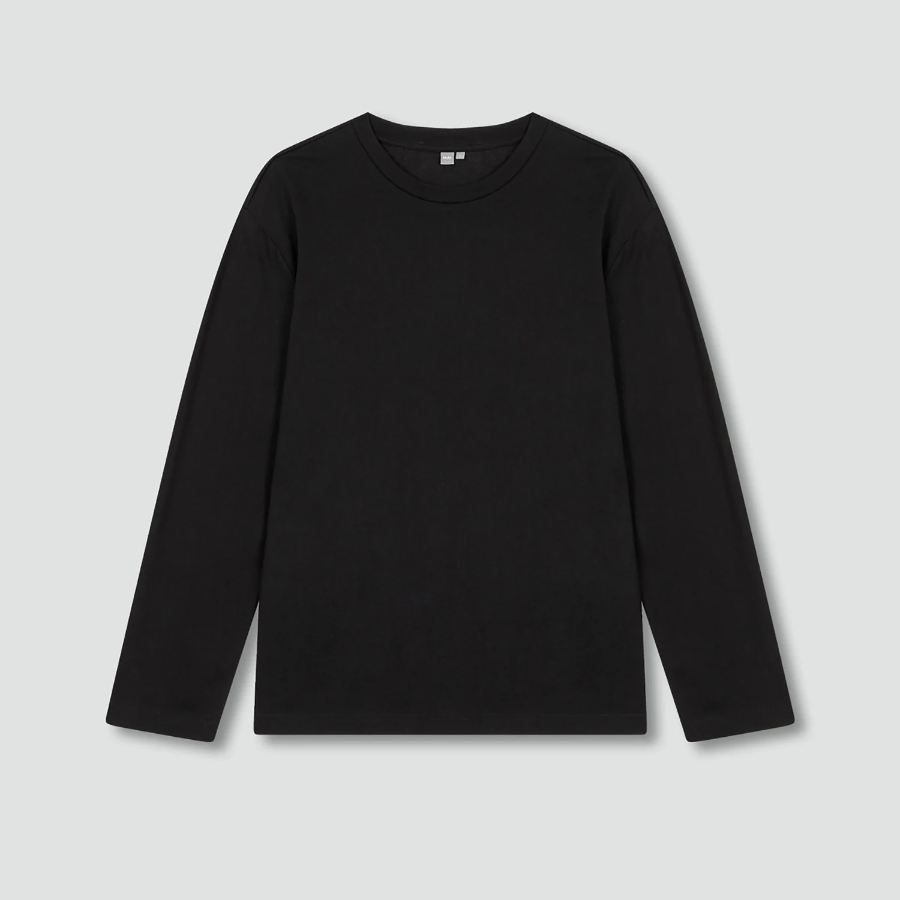 JAJU Men’s Smart Cotton Long Sleeve T-Shirt – Black
