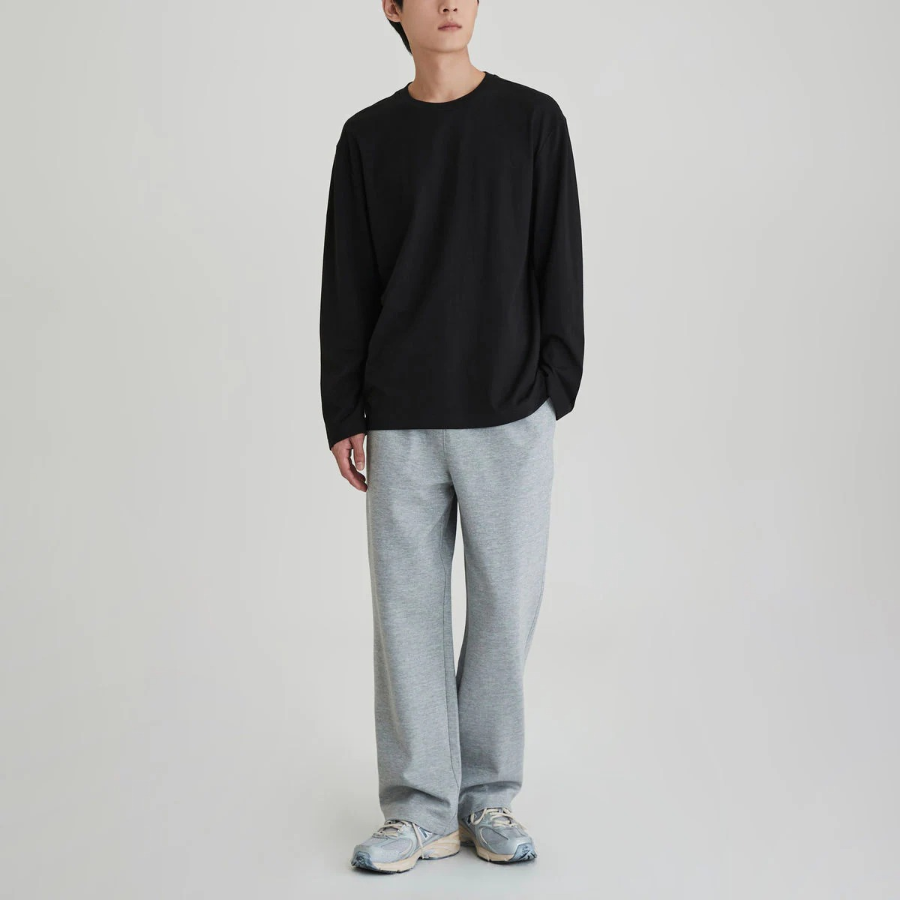 JAJU Men’s Smart Cotton Long Sleeve T-Shirt – Black