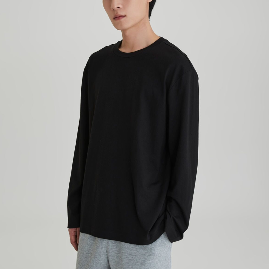 JAJU Men’s Smart Cotton Long Sleeve T-Shirt – Black