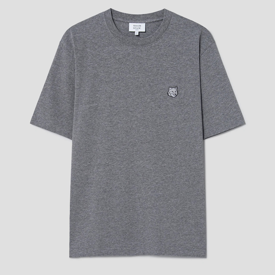 Maison Kitsune Men Bold Fox Head Patch Comfort Tee Shirt - Medium Grey Melange