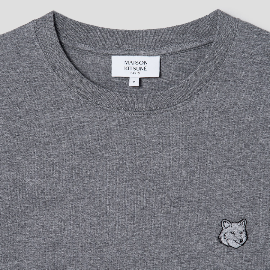 Maison Kitsune Men Bold Fox Head Patch Comfort Tee Shirt - Medium Grey Melange