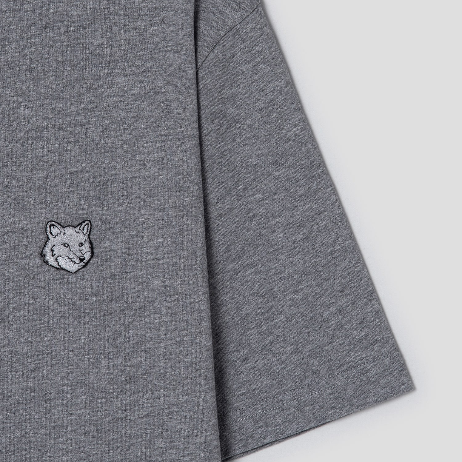 Maison Kitsune Men Bold Fox Head Patch Comfort Tee Shirt - Medium Grey Melange