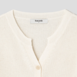 8 seconds Linen Blend Round Neck Short Sleeve Cardigan — Ivory