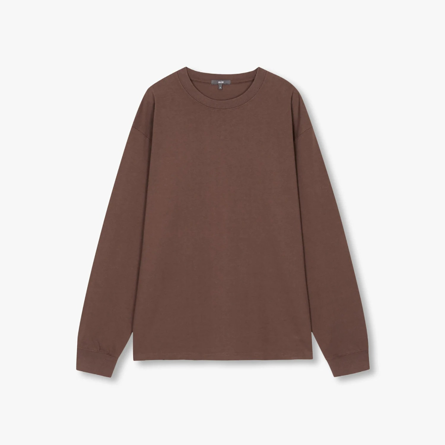 JAJU Unisex Casual Long Sleeve T-Shirt – Brown