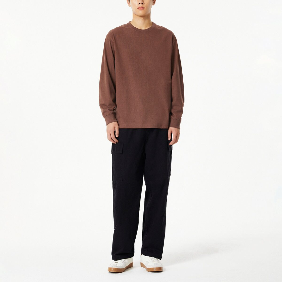 JAJU Unisex Casual Long Sleeve T-Shirt – Brown