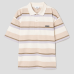 Maison Kitsune Men Striped Ss Oversize Polo - Soft Mauve/Cardamone
