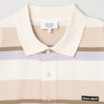 Maison Kitsune Men Striped Ss Oversize Polo - Soft Mauve/Cardamone