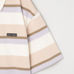 Maison Kitsune Men Striped Ss Oversize Polo - Soft Mauve/Cardamone