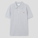 Maison Kitsune Men Fox Head Patch Regular Polo - Light Grey Melange