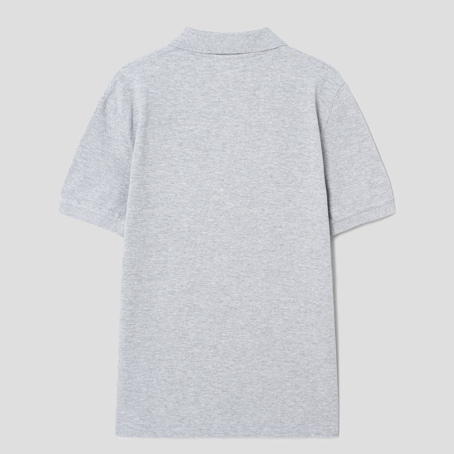 Maison Kitsune Men Fox Head Patch Regular Polo - Light Grey Melange