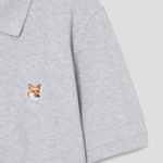 Maison Kitsune Men Fox Head Patch Regular Polo - Light Grey Melange