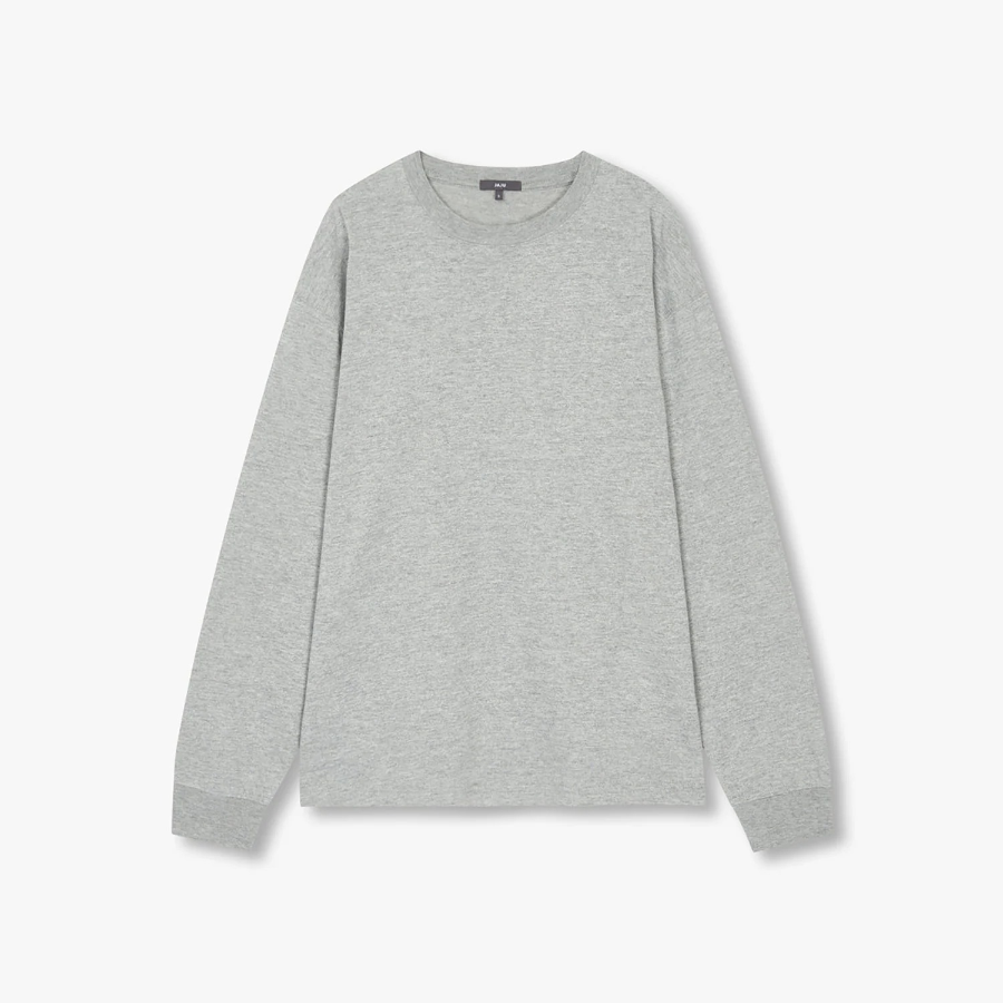 JAJU Unisex Casual Long Sleeve T-Shirt – Melange Grey