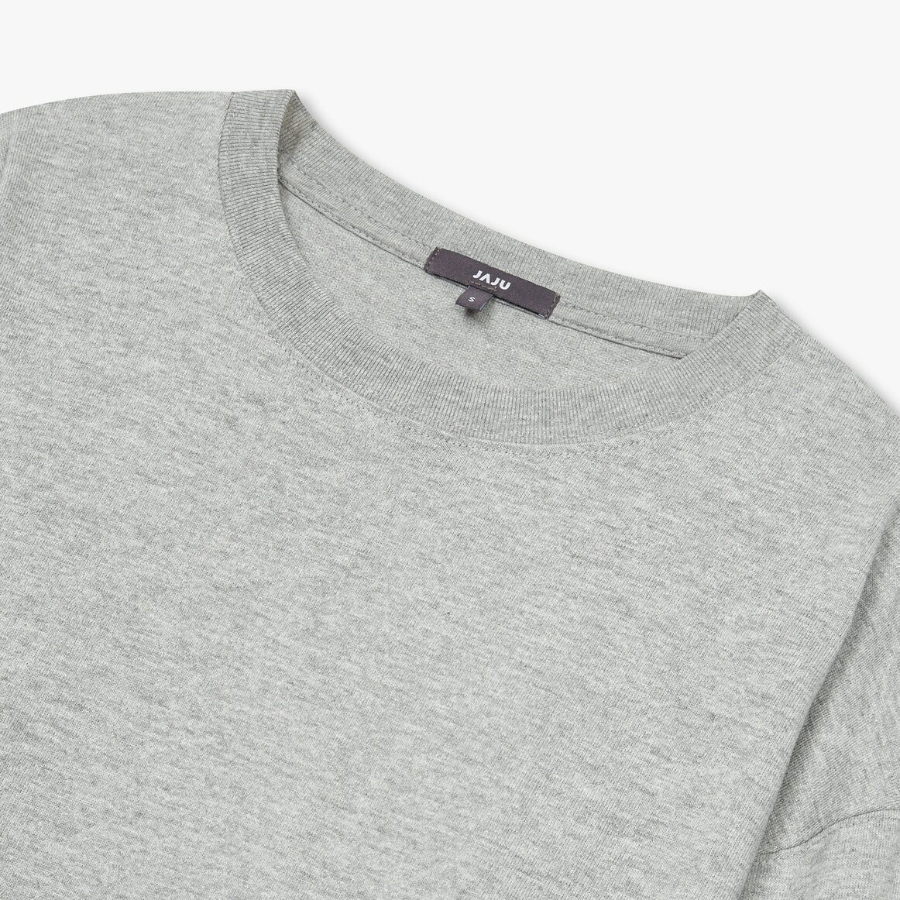 JAJU Unisex Casual Long Sleeve T-Shirt – Melange Grey