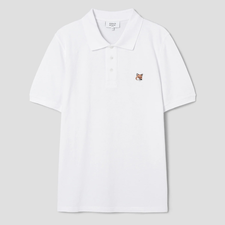 Maison Kitsune Men Fox Head Patch Regular Polo - White