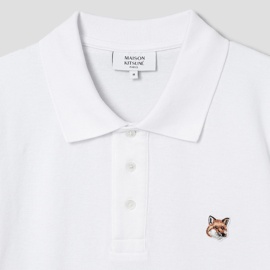 Maison Kitsune Men Fox Head Patch Regular Polo - White